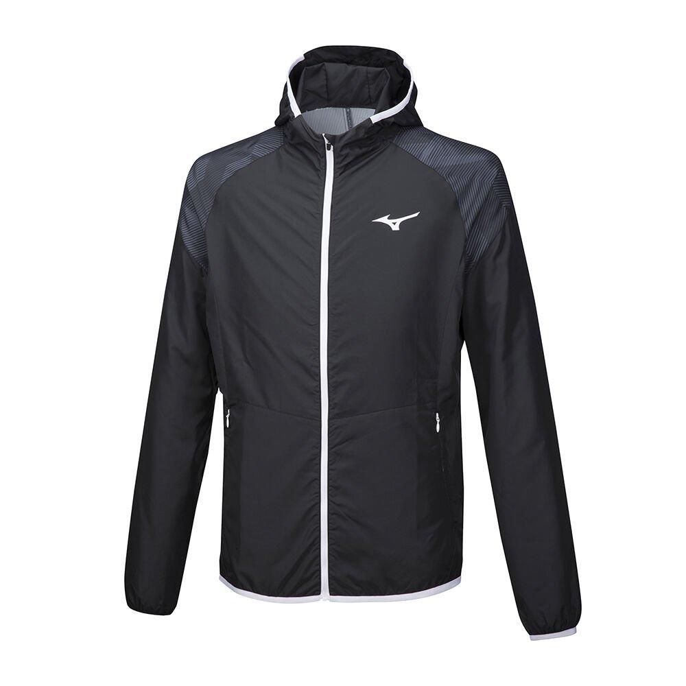 Mizuno Men's Jackets Printed Hoody Black - HABEINZ-83